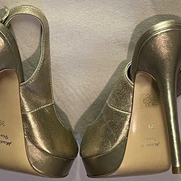 Formentini Gold Peep Toe Stilettos Size 8 39EU - Picture 5 of 6